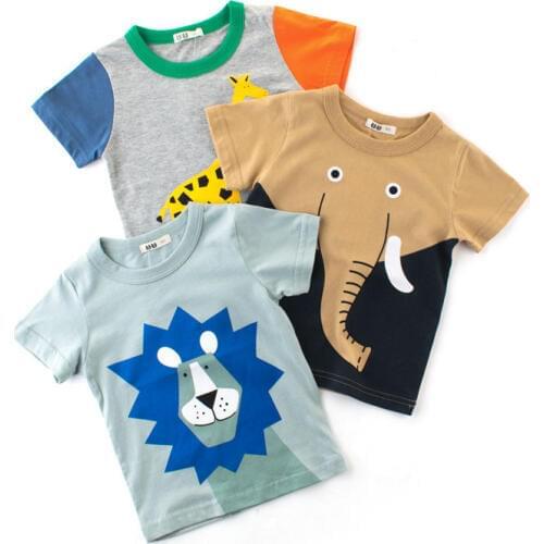Cartoon Print Baby Boys Dinosaur T Shirt For Summer Infant Kids Boys Girls Lion T-Shirts Clothes Cotton Toddler Letter Tops