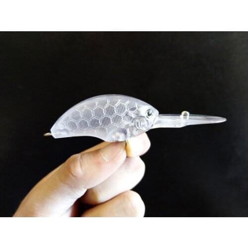 GYFISHING 20 Pcs Unpainted Fishing Medium Diving Crankbaits Blank Hard Lures with Rattles