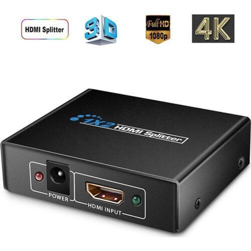 HDMI-compatible 1 in 2 out 1080p 4K 1x2 HDCP Stripper 3D Splitter Power Signal Amplifier 4K Splitter For HDTV DVD PS3 Xbox