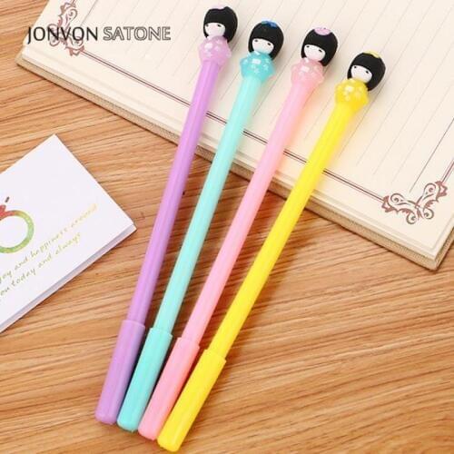 Jonvon Satone 4pcs Lovely Kimono Girl Neutral Pen Student Stationery Creative Cartoon Pen Office Kids School Supplies Stationery