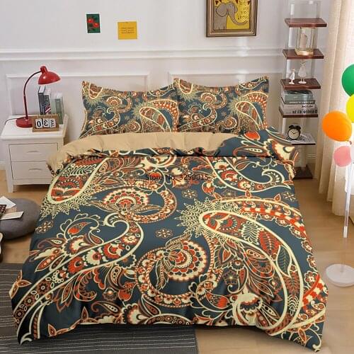 Retro and Deluxe Indian Boho Mandala Decor Paisley Style Bedding Set 2/3PCS with Pillowcase Duvet Cover Queen Comforter Sets