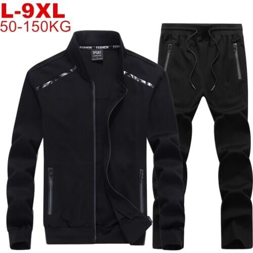 7xl Large Size 6xl 8xl 9xl Mens Two Piece Sets Spring Winter Sweatsuits Zipper Tracksuits Male Sport Jackets Set Sportswear Man