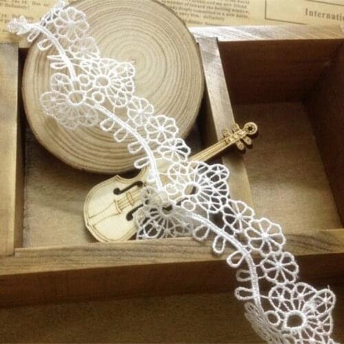 15Yards Embroidered Lace Trim Applique Cord Lace Fabric Milk Silk Water Soluble Lace Ribbon Dentelle Blanche