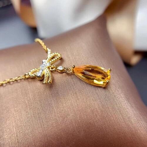 The Best Gift for Your loved wife Citrine Necklace Pendant 925 sterling silver Fine jewelry Natural And Real Citrine Necklace
