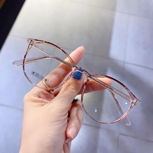 Fashion Women Chic Glasses Frame Clear Lens Round Myopia Glasses Frame Blue Light Blocking Glasses Fake Glasses Decoration