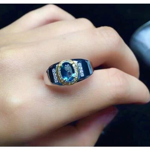 Fashion Silver Sapphire Ring for Man Natural Sapphire Man Ring 925 Silver Sapphire Jewelry Sterling Silver Man Sapphire Jewelry
