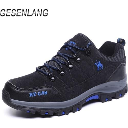 Mens Trekking Hiking Shoes 2020 Autumn Hunting Mountain Climbing Camping Tourism Anti-Collision Nonslip Trail Outdoor Sneakers