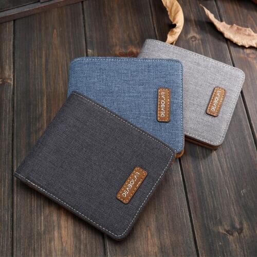 Hot Sale Men Short Wallet Student Japan Korea Leisure Canvas Coin Purse Horizontal Ultra-thin Simple Ticket Card Holder Wallet