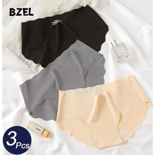 BZEL 3Pcs/lot Sexy Womens Sport Panties Set Underwear Seamless Ice Silk Briefs Low Rise Female Fashion Panty Soft Lady Lingerie