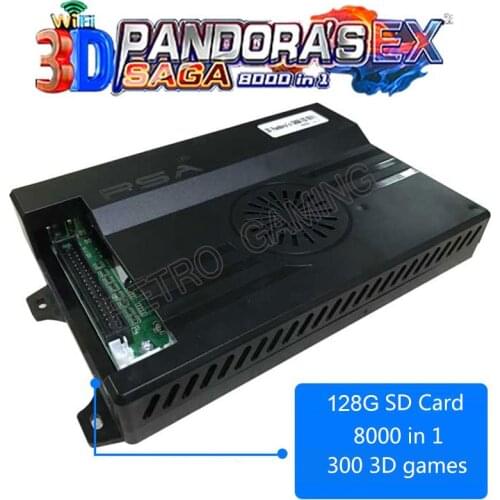 Newest 3D Pandora Box Saga EX Built-in 128G arcade Board 8000 in 1 support to conncet 2 usb Wired/wireless gamepad