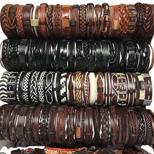 ZotatBele 30PCS/Lot Handmade Mens Womens Multi-color Surfer Leather Cuff Bracelets Jewelry ( Send Random 30pcs Bracelets) MX1
