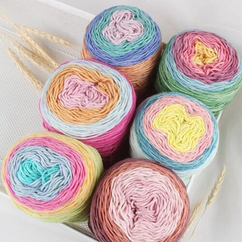 Rainbow Cotton Segment dyed Yarn 5 Strand Hand-woven Knitting Thick Warm Soft Baby hat Scarf sofa Cushion Cake Crochet Threads