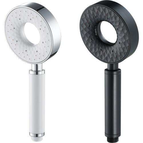 ABS Rain Hand Shower Round Black Bathroom Shower Accessories Three Function Held Handshower Head Hotel Bathroom Home HIDEEP