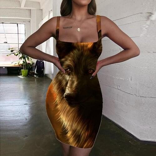 Giyu Brand Wolf Dresses Women Animal Sundress Anime Bodycon Dress Cloud Ladies Dresses Sun 3d Print Womens Clothing Plus Size