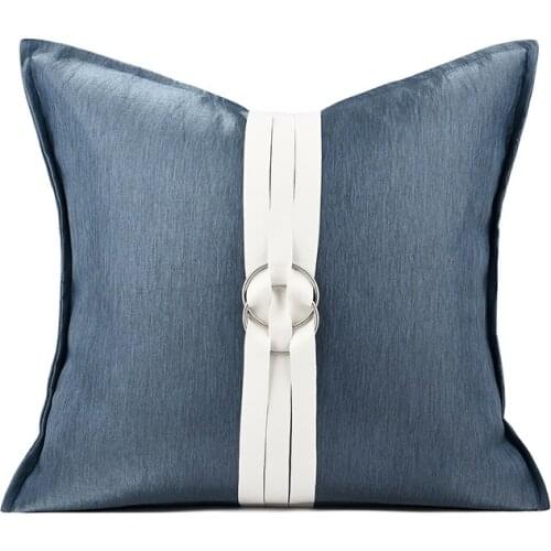 Modern Sky Blue Cushion Cover Set Decorative Metal Circle Throw Pillow For Living Room Cojines Sofa Pillow Case 45x45cm/30x50cm