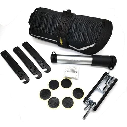 Super Sale! SAHOO Portable Cycling Bike Multi-use Pumps Bicycle 11 in 1 Sets Bag Tire Repair Tools Kits