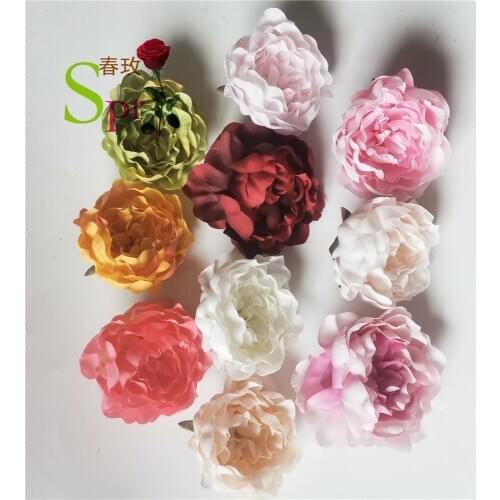 SPR Cheap Good Quality Colorful Faux Artificial Flower Heads Panel Silk Peony Head Flower For Home Garden Wall Flower