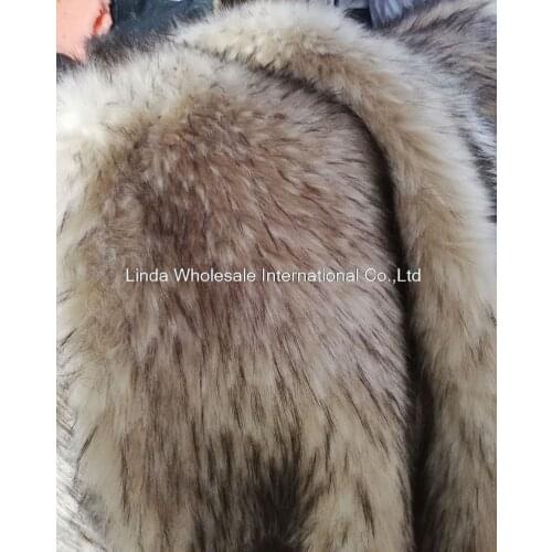 High-grade Apricot color thick imitation raccoon long plush fabric,Collar material,faux fur fabric