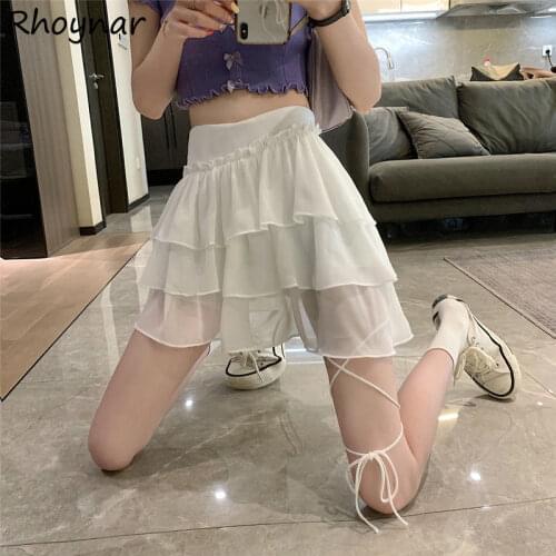 Skirts Women Korean Style Bandage Solid Fashion Harajuku Above Knee Sexy All-match Sweet High Waist A-line Hot Sale New Female