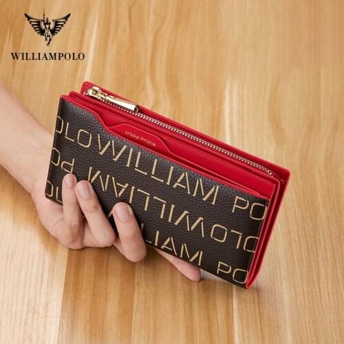 WILLIAMPOLO Women Wallets Long Clutch Wallet Fashion Top Quality Leather Card Holder Female Purse Zipper Brand Wallet For Women