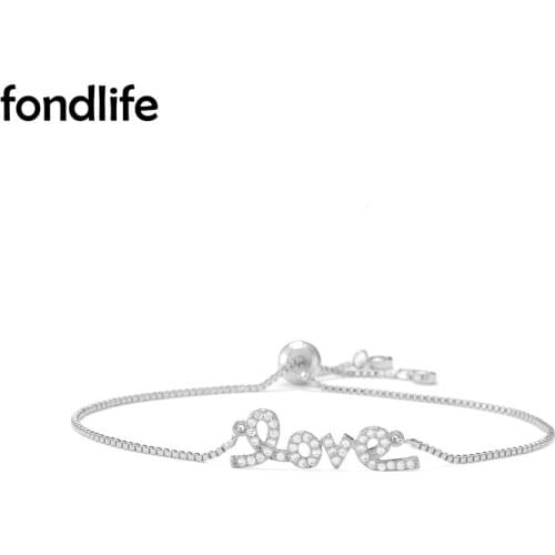 Cubic Zirconia Stones Gold-plated Copper Love Charm Bracelet Women Lover Couple 2021 New Fashion Brass Chain Simple CZ Jewelry