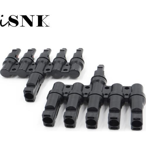 1Pair PV 5T Connector 1 to 5 in Branch parallel connection 30A 1000V Electrical Solar Photovoltaic Panel Cable Wire Connect