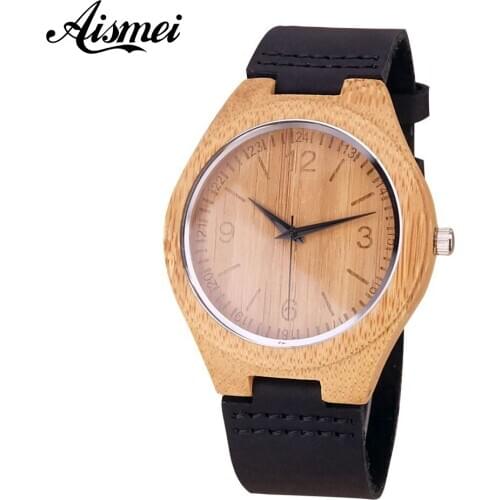 2018 Fashion Top Gift Item Wood Watches Mens Analog Simple Bmaboo Handmade Wrist Watch Male Sports Quartz Watch Reloj de madera