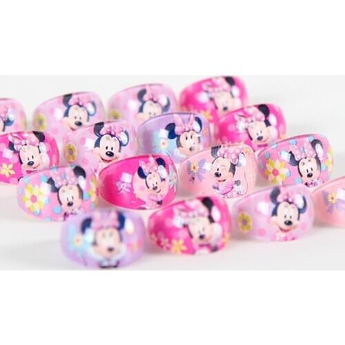 24pcs/lot Minnie mouse Party Gifts for Guests Rings Kids Finger Rings Baby shower favors Birthday Party Decor Favors Supplies