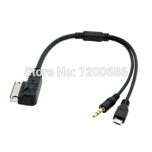 3.5mm Aux Music Interface AMI MDI to Micro Mini USB wire harness for Audi A3/A4/A5/ A6