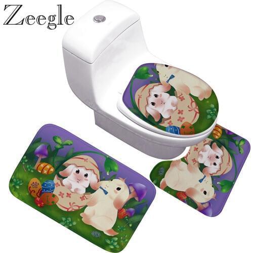 Zeegle 3pcs Bath Mat Set Non-slip Toilet Rug Shower Carpet Absorbent Bathroom Rug Foot Mat Washable Bathroom Rug Set