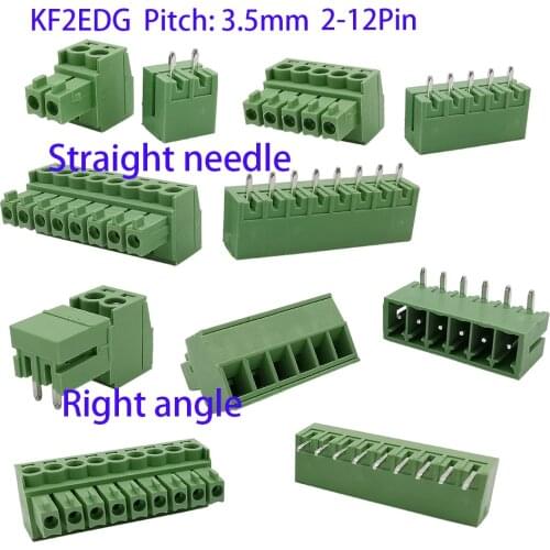 5Pair PCB Screw Terminal Blocks Connector KF2EDG 3.5mm Straight / Right Angle Needle Plug Pin Header Socket 2-12P