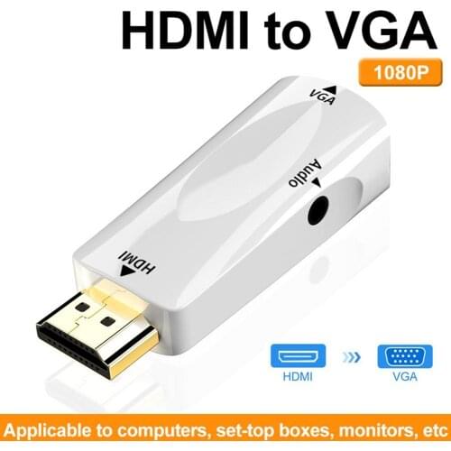 HDMI-compatible Male to VGA Female HD 1080P Video Audio Adapter Converter for PC Projector
