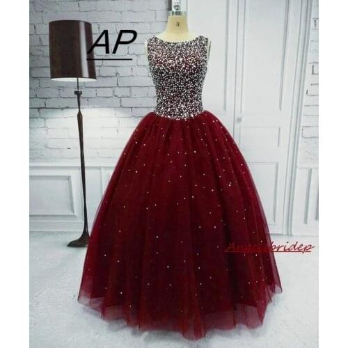 ANGELSBRIDEP Hollow Back Quinceanera Dresses For 15 Party Crystals Beaded Tulle Zipper Ball Gown Vestidos De 15 Anos Custom Made