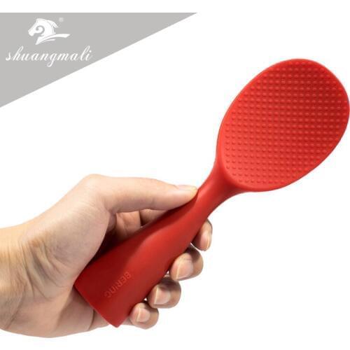Non-stick Rice Spoon Food Grade Silicone Kitchen Accessories Cooking Tools Heat-resistant Long Handle Rice Paddle Scoop