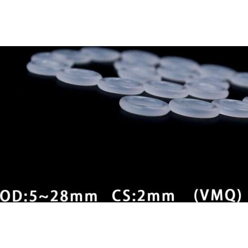 White Rubber Ring Silicone/VMQ O ring Seals 2mm Thickness 5/6/7/8/9/10/11/12/13/14/15/16/17/18~28mm OD Silicon Oring Seal Gasket