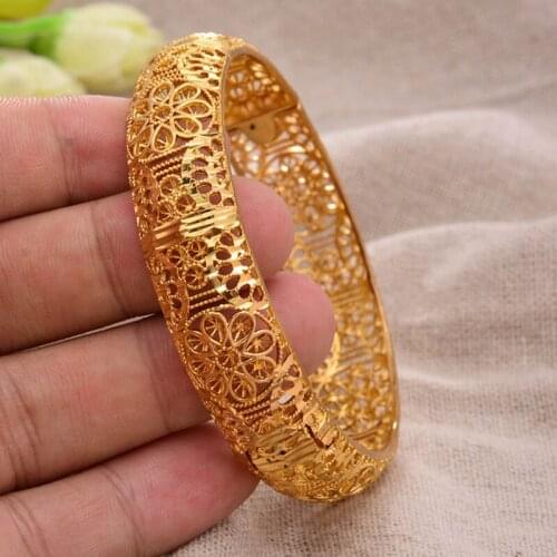 Big Flower 1Pcs/lot Ethiopian Africa Gold Color Bangles for Women Dubai Bride Bracelet African Wedding Jewelry Middle East Items