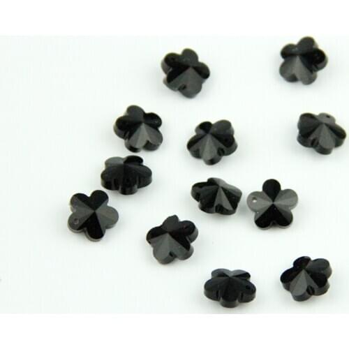 14mm 50pcs/lot Plum Blossom Beads Black Glass Trimming Beads For Wedding & Home Decoration