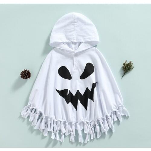 Pudcoco 9M-4Y Hoodie Baby Girls Boys Sleeveless Halloween Day Cartoon Cute Print Tassel Fashion Casual Cloak Costumes