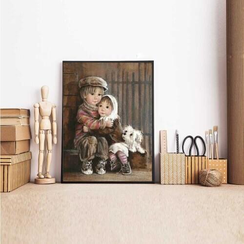 Full Square/Round 5D DIY Diamond Painting "Child" Rhinestones Mosaic Diamond Embroidery Dog Sale picture home decoration FG1795