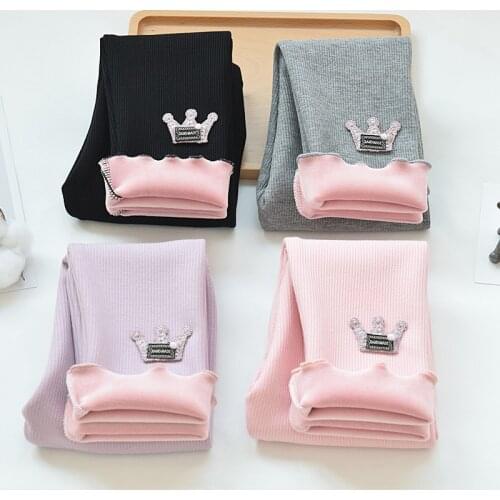 Girls leggings thickening autumn winter trousers children western style girls trousers