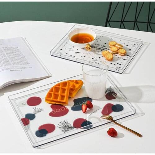 Multifunctional Breakfast Plate Square Western Food Dinner Teacup Home Kitchen Supplies Household Plate Tableware Storage Tray