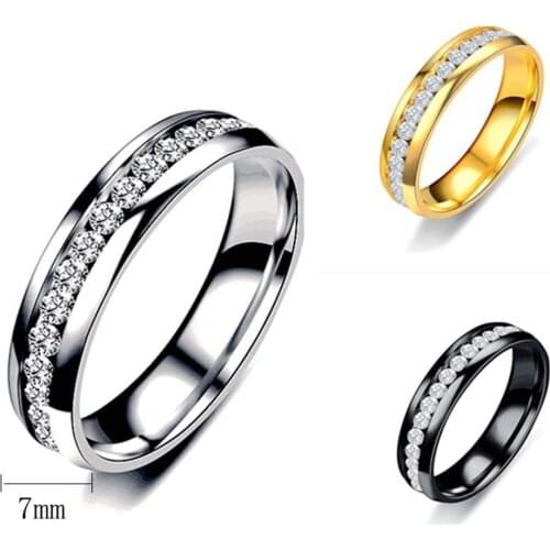 Unisex Fashion Finger Jewelry Wedding Design Stainless Steel Exquisite Inlaid Cubic Zirconia Ring for Women Wholesale