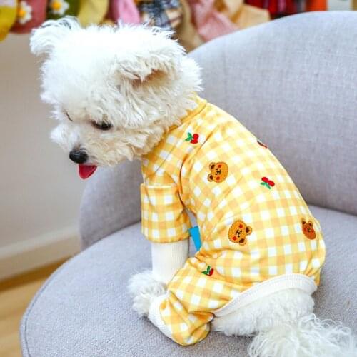 Spring Autumn Pet Clothing Plaid Dog Pajamas Casual Homewear Pet Air-conditioning Clothes Pet Four-legged Jumpsuit Pet Clothing