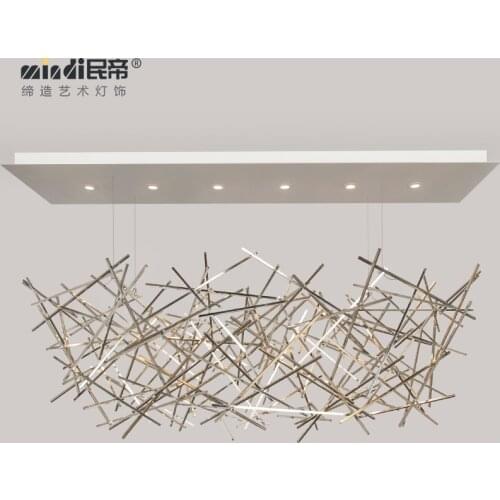 Post-modern personality creative branch lamp restaurant bar chandelier designer model room living room line cross lamp