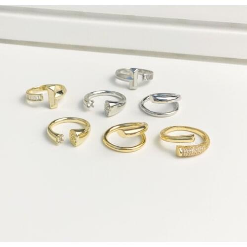 European and American Geometry Open Rings Female Irregular Cold Wind Gold Colour Zircon Ring for Women Gifts Unusual Rings 2021