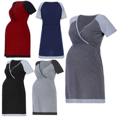Maternity Pajamas Nightgown Breastfeeding Dress Pregnancy Childbirth Nursing Pregnant Women Nightwear Breastfeeding Sleepwear
