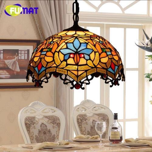 FUMAT Pendant Light Porch Balcony Dragon Tail Hanglamp Tiffany Stained Glass Shade Bedroom Retro Home Deco Art Chandelier Lamp