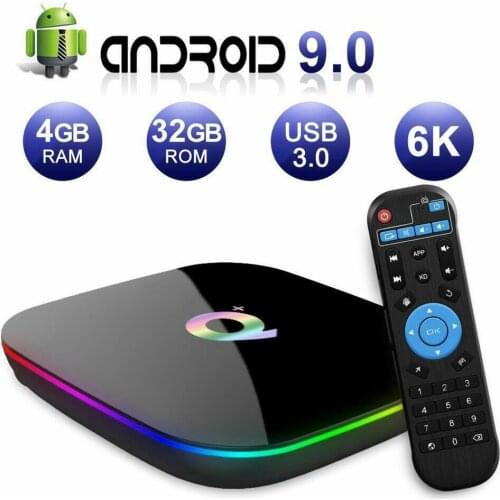 Q Plus Smart TV Box Android 9.0 TV Box 4GB RAM 32GB/64GB ROM Quad Core H.265 USB3.0 2.4G WiFi Set Top Box 4K TVBOX Media Player