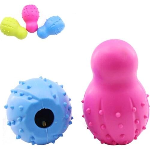 Rubber Chew Toys Bowling Shape Dog Interactive Toys Bite Resistant Dogs Molar Teeth Cleaning Toy Pets Puppy Cleaning Toys