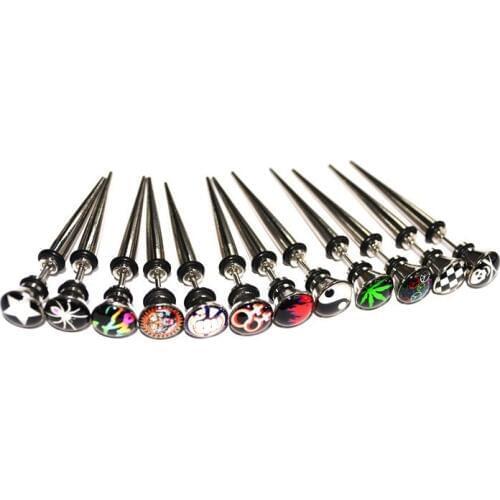 New Arrival 316L Stainless Steel Earring Fake Ear Expander For Women Girl 16G Bar Ear Piercing Jewelry Free Shipping